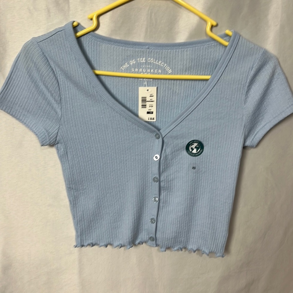 Blue cropped shrunken tee XS